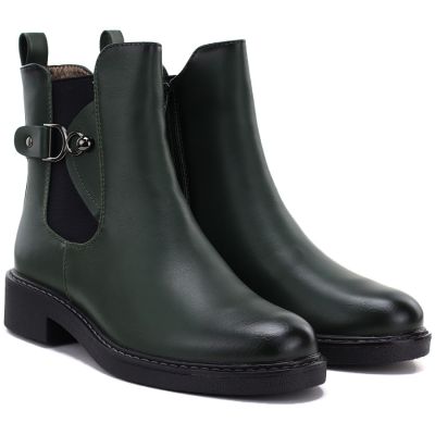 4. Women's ankle boots, insulated, green, M.Daszyński SA252-7