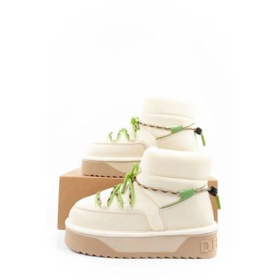 10. Women's winter snow boots D.Franklin fashionable fur insulated ankle boots beige green
