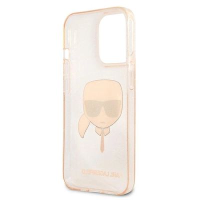 7. Karl Lagerfeld Glitter Karl`s Head Case for iPhone 13 Pro Max - Gold