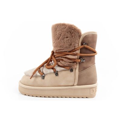 2. D.Franklin women's winter snow boots, fashionable fur lining, brown beige high