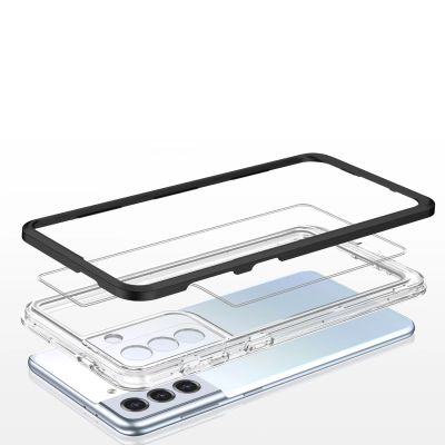 4. Clear 3in1 case for Samsung Galaxy S23+ silicone cover with frame black