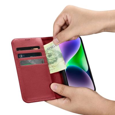 13. iCarer Wallet Case 2in1 Cover iPhone 14 Plus Anti-RFID Leather Flip Cover Red (WMI14220727-RD)