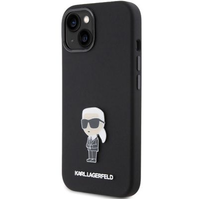2. Karl Lagerfeld Silicone Ikonik Metal Pin case for iPhone 15 - black
