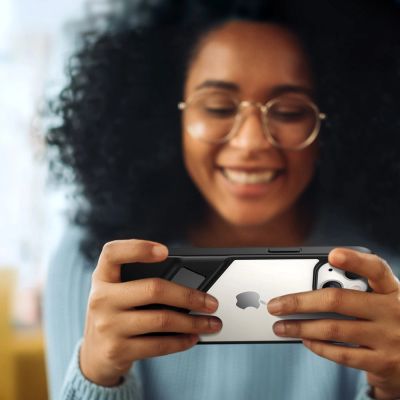 4. Ugreen Fusion Kickstand Case iPhone 13 Pro Hard Cover with Gel Frame and Stand black (90153)