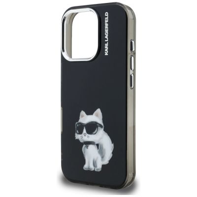 6. Karl Lagerfeld IML Aquarelle Choupette & Logo Case for iPhone 16 Pro Max - Black