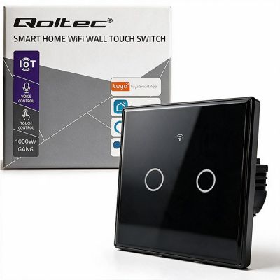 7. QOLTEC LIGHT ON/OFF SWITCH | TOUCH 2-CHANNEL | WI-FI | TIMER | TUYA | BLACK