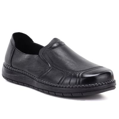 5. Women's comfortable leather slip-on shoes, black, Vinceza 107241