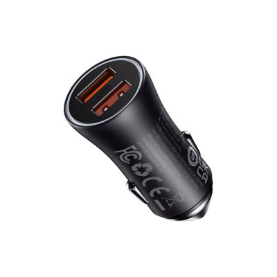 2. Baseus Golden Contactor Max 2xUSB-A 60W Car Charger - Dark Gray