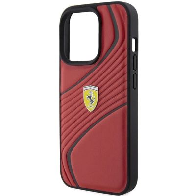 6. Ferrari Twist Metal Logo case for iPhone 15 Pro - red