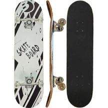 KID BLACK & WHITE WOODEN SKATEBOARD BEST SPORTING