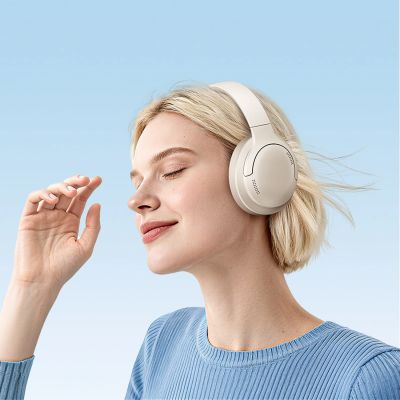 7. Baseus Bass BH1 Lite Wireless On-Ear Bluetooth 6.0 Headphones - White