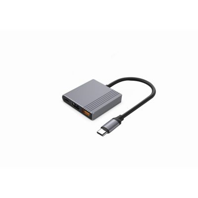 7. GEMBIRD 3-IN-1 USB TYPE-C MULTI ADAPTER (USB PORT + HDMI + USB-C VIDEO), GRAY