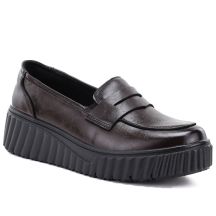 Brown leather wedge moccasin shoes Vinceza 133135