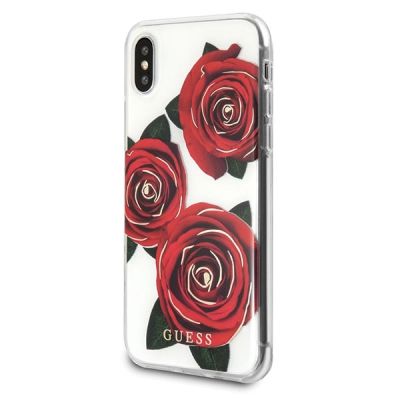 2. Guess Flower Desire Red Rose iPhone X Case - Transparent