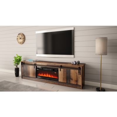 4. GRANERO TV cabinet + fireplace 200x56.7x35 old wood