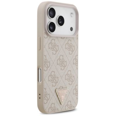 4. Guess Leather 4G Triangle Strass MagSafe Case for iPhone 18 Pro / 17 Pro - Pink