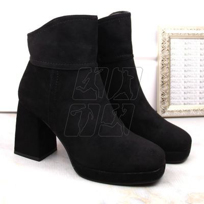 6. Suede ankle boots with a high heel and a platform, insulated M.Daszyński W SAN24A, black