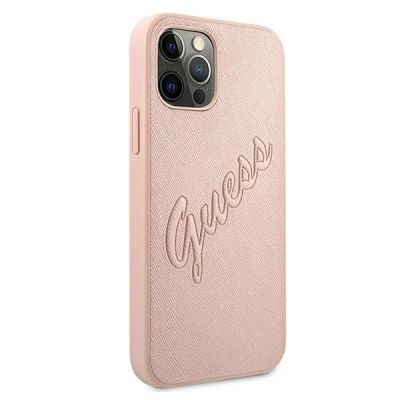4. Guess GUHCP12LRSAVSRG iPhone 12 Pro Max 6.7" pink/pink hardcase Saffiano Vintage Script