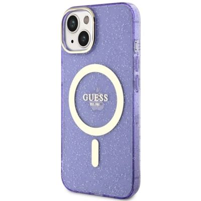 2. Guess Glitter Gold MagSafe case for iPhone 14 - purple