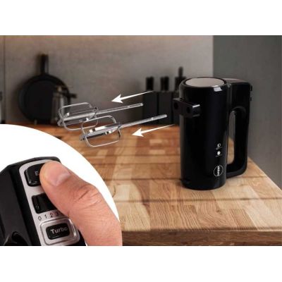 8. ELDOM FOOD PROBOT R120 MIXO 400W, BLACK, 5 SPEEDS, WHIPPING AND MIXING, TURBO BUTTON, ACCESSORIES CONTAINER