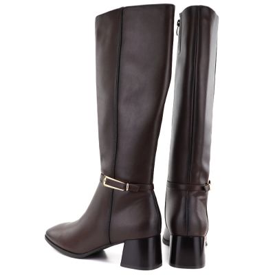 9. Women's brown leather high-heeled boots Sergio Leone KZ-31-S