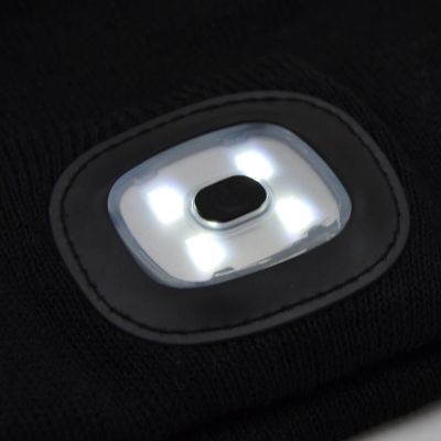 5. BLACK BEANIE WITH 4-LED HEADLAMP, 120 LM, 3 MODES, FOR OUTDOOR ACTIVITIES