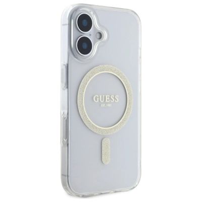 4. Guess GUHMP16MHFGERET iPhone 16 Plus 6.7" transparent hardcase IML Glitter Circle MagSafe