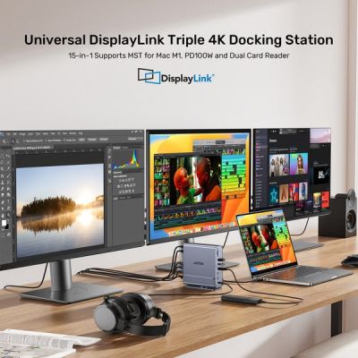 4. Unitek DisplayLink 4K Universal Docking Station x3