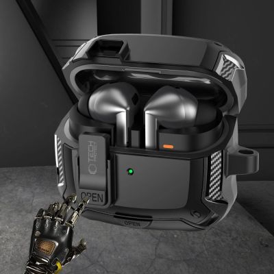 4. Tech-Protect Silicone Hook Case for Samsung Galaxy Buds 3 / 3 FE / 3 Pro - Black