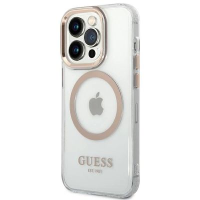 2. Guess GUHMP14LHTRMD iPhone 14 Pro 6.1 "gold / gold hard case Metal Outline Magsafe