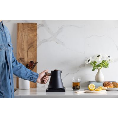 7. Fellow Stagg EKG PRO Electric Kettle, matte black, wooden handle