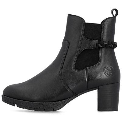 3. Women's leather ankle boots with heels, insulated, black, Rieker 77651-00