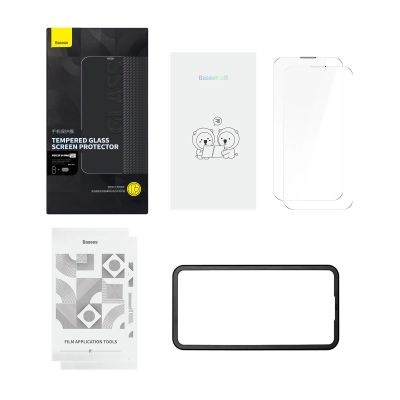11. Baseus Set of 2x Tempered Glass for iPhone 14 Pro Full Screen with Speaker Cover 0.3mm + Mounting Frame