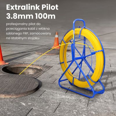 5. Extralink Pilot Cable Puller Pilot 3.8mm 100m FRP Fiberglass, Diameter 3.8mm, Length 100m, Yellow