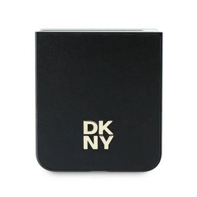 5. DKNY Leather Metal Stack Logo Case for Samsung Galaxy Z Flip 6 - Black