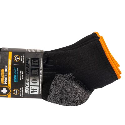 3. Skechers 3pk Mens Work Qtr Socks S115423-BLK Black 41-46