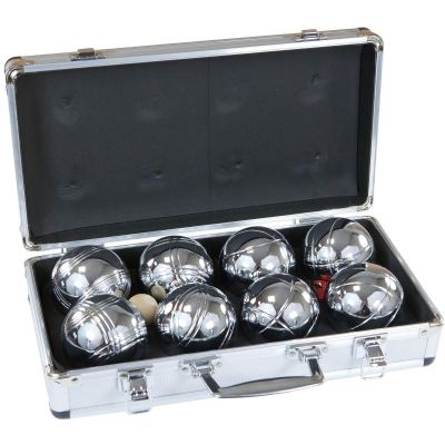 10. 8-PIECE PETANQUE BALLS - BOULE PETANQUE ALUMINUM SUITCASE ENERO