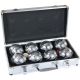 10. 8-PIECE PETANQUE BALLS - BOULE PETANQUE ALUMINUM SUITCASE ENERO