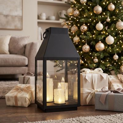 6. LED LANTERN 35CM 3 CANDLES SASKA GIFT & DECOR
