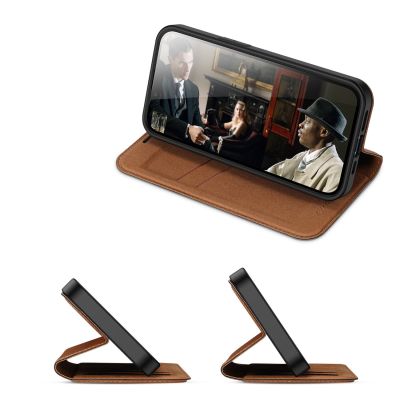 13. Dux Ducis Skin X2 case for iPhone 14 Plus case with magnetic flap brown