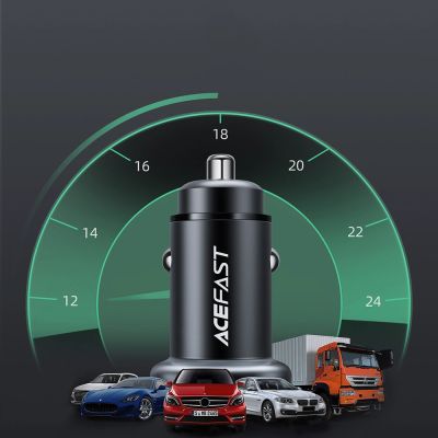 7. Acefast car charger 38W USB Type C / USB, PPS, Power Delivery, Quick Charge 3.0, AFC, FCP black (B1 black)