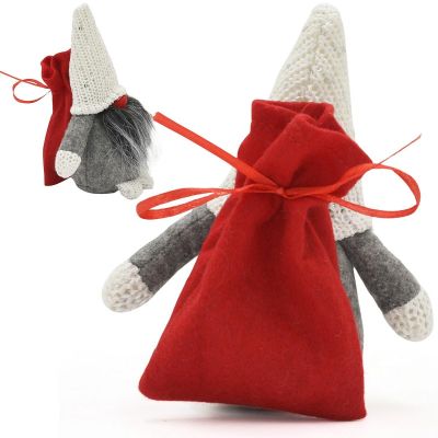 4. DECORATIVE SANTA CLAUS WITH GIFT BAG 15CM RED