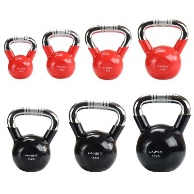 48. Kettlebell cast iron handle chrome knurled HMS KTC06 RED 