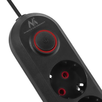 5. MACLEAN POWER STRIP, EXTENSION CORD, 5 OUTLETS + 3XUSB, 110-240V AC 50/60HZ, 2.1A MAX 2500W, 1.5M, BLACK MCE395 B