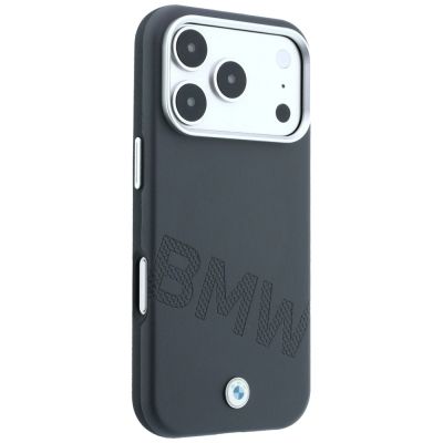 4. BMW Sign Inclined Deboss Letters MagSafe Case for iPhone 17 Pro / 18 Pro - Gray