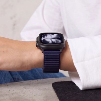 8. Tech-Protect NylonLoop Strap for Apple Watch 44 / 45 / 46 / 49 mm – Navy Blue