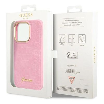 8. Guess Croco Collection case for iPhone 14 Pro - pink