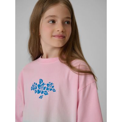 3. Girls' loose T-shirt with print 4F 4FJRSS26TTSHF4186-91A