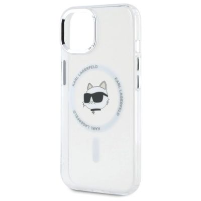 6. Karl Lagerfeld IML Metal Choupette Head MagSafe iPhone 15 Plus Case - White