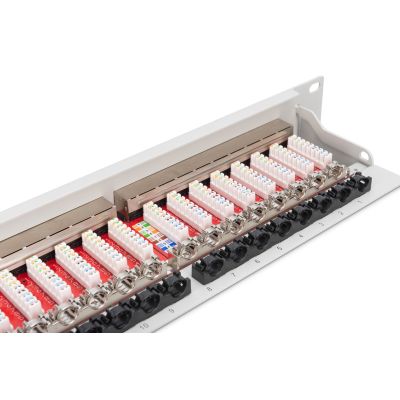 5. Digitus Patch Panel 19'' 24x RJ45, LSA level, cat.6A, shielded, 1U, gray, cable guide